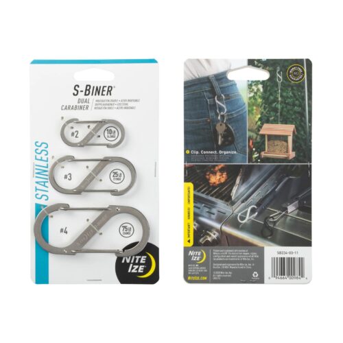 Niteize S-BINER DUAL CARABINER #2 #3 #4 SS STAINLESS SB234-03-11